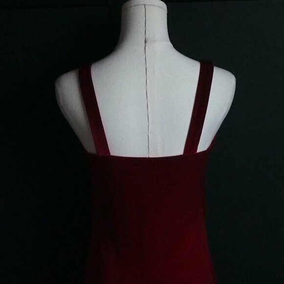 Garage | Vintage, Crimson Red Velvet, V-neck, Evening Gown - Picture 6 of 7